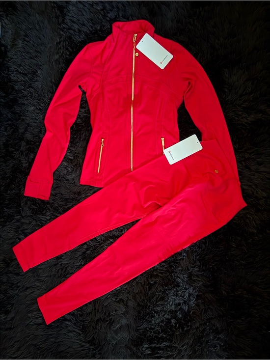 lululemon athletica Pants - Lululemon Active Zip-Front Track Jacket & leggings set in Bright Red